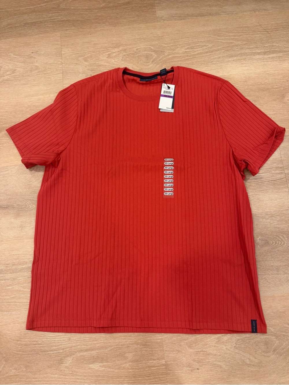 Perry Ellis Navy Ribbed Short Sleeve Crew Tee